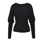 Twinset Stickad Väst, Oversized Passform Black, Dam