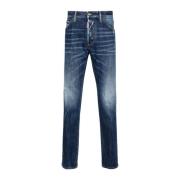 Dsquared2 Slim Cut Distressed Denim Jeans Blue, Herr