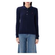 Ralph Lauren Damkläder Stickat Newport Navy Ss25 Blue, Dam