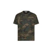 Valentino Bomull Camouflage Print T-shirt Green, Herr