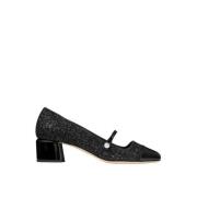 Jimmy Choo Elisa Paljett Läderpumps med Pärlor Black, Dam