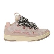 Lanvin Lädersneakers med Maxi Tungstängning Pink, Dam