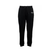 Moschino Svart Bomull Ribbstickad Midjeband Joggers Black, Herr