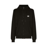 Dolce & Gabbana Jersey Zip-up Hoodie Black, Herr