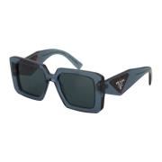 Prada Fyrkantiga solglasögon i transparent grafit Gray, Unisex