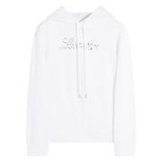 Lanvin Broderad Manuskript Logo Hoodie White, Dam