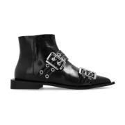 Ganni Svarta Ankelboots Blank Finish Black, Dam