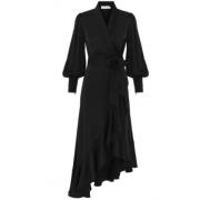 Zimmermann Lyxig Svart Silke Asymmetrisk Midi Kjol Black, Dam