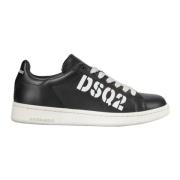 Dsquared2 Svarta läderlogosneakers Black, Herr