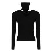 Federica Tosi Turtle Neck Sweater Cut Out Style Black, Dam