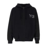 Y-3 Svart Bomullsblandad Sweatshirt Black, Herr