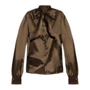 MM6 Maison Margiela Twist Bow Skjorta Brown, Dam