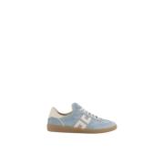 Elisabetta Franchi Gyllene nitar sneakers i läderblandning Blue, Dam