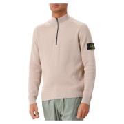 Stone Island Beige Stickad Half Zip Tröja Beige, Herr