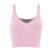 Ermanno Scervino Räfflad V-ringad Topp för Urban Stil Pink, Dam