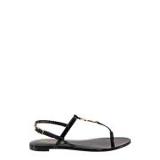 Saint Laurent Flat Sandals Black, Dam