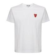 Comme des Garçons Play Vit Bomull T-shirt med Dubbelt Hjärta White, He...