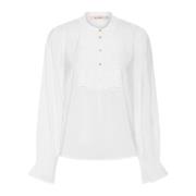 RUE de Femme Romantisk Off-White Blus med Volanger White, Dam