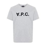 A.p.c. Logo Flocked T-Shirt Gray, Dam