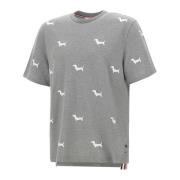 Thom Browne Grå Hector Logo T-shirt Gray, Herr