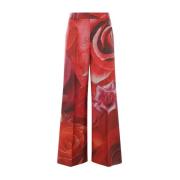 Roberto Cavalli Röda Palazzo Byxor Garden Rose Print Red, Dam