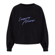 Emporio Armani Sweatshirt med logotyp Black, Dam