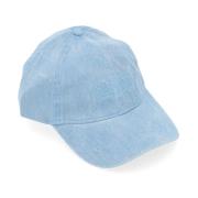 Ganni Denim Cap Hat Baby Blue Blue, Dam