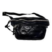 Campomaggi Svart läder midjeväska crossbody klassisk Black, Herr