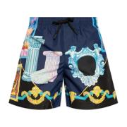 Versace Badshorts med galleriprint Blue, Herr