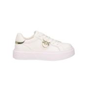 Pinko Sneakers med spegel detalj i läder White, Dam