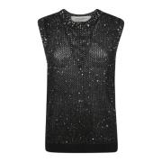 Golden Goose Paljett Mesh Tanktop för Kvinnor Black, Dam