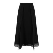 Brunello Cucinelli Svart Siden Lång Lagd Skirt Black, Dam