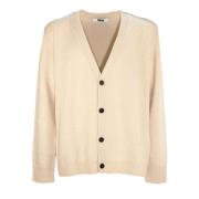 Mauro Grifoni Beige Ull V-ringad Diamant Cardigan Beige, Herr