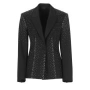 The Attico Svart ullblazer med peak-revers Black, Dam