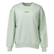 Olaf Hussein Signatur Logo Crewneck Sweater i Ljusgrön Green, Dam