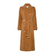 Stand Studio Faux Fur Trench Coat Brown, Dam