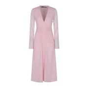 Rotate Birger Christensen Midi V-Neck Klänning Kollektion Pink, Dam