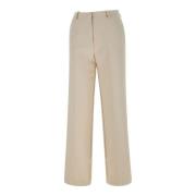 Kaos Ivory Stretch Crepe Wide Leg Trousers White, Dam