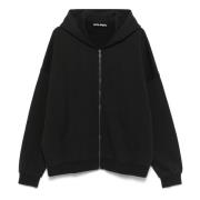 Palm Angels Svart Krökt Logga Dragkedja Hoodie Black, Herr