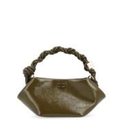 Ganni Mini Patent Bou Bag i Milolive Green, Dam