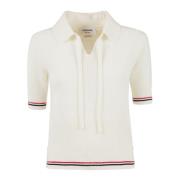 Thom Browne Merinoullspolo med Nyckelhålsringning White, Dam