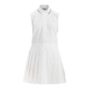 Thom Browne Elegant Vit Bomull Plisserad Klänning White, Dam