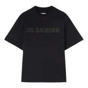 Jil Sander Svart Bomull Logo Print T-shirt Black, Dam