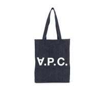 A.p.c. Indigo Blue Denim Tote Bag Blue, Dam