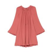 Lanvin Persika Rosa Ruffled Trim Klänning Pink, Dam