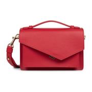 Lancaster Elegant Flap Handväska med Lås - Zoé 480-011 Röd Red, Dam