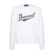 Dsquared2 Vit Logo Print Crew Neck Sweater White, Herr