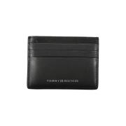 Tommy Hilfiger Elegant Svart Läderkorthållare med Kontrastdetalj Black...