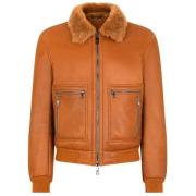 Dolce & Gabbana Shearling Bomberjacka med ull-detaljer Brown, Herr