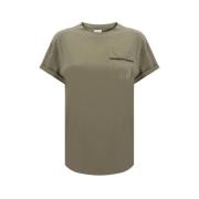 Brunello Cucinelli Fick T-shirt Monokrom Normal Passform Green, Dam